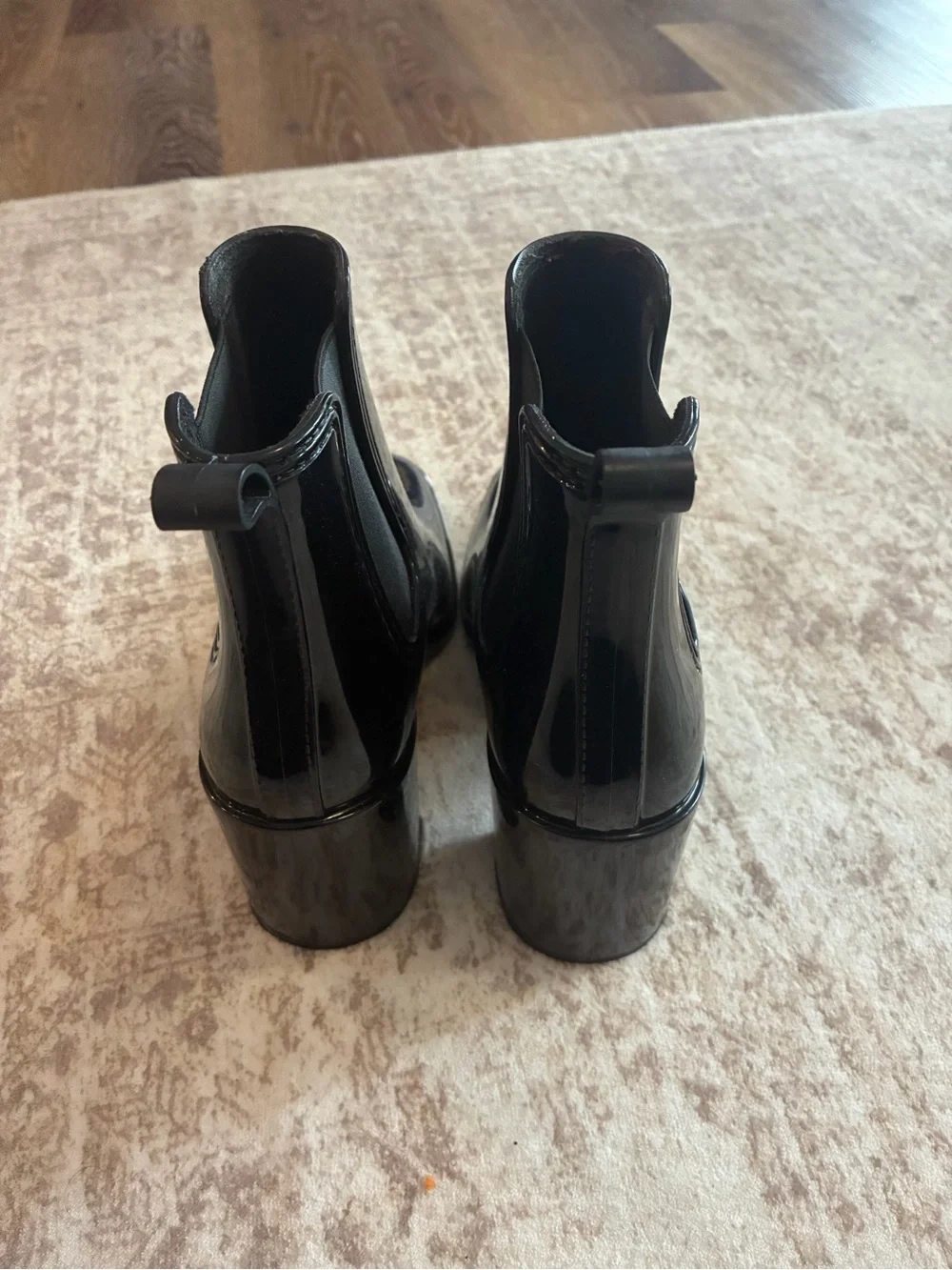 Jefferey Campbell Hurricane Black Shiny Patent Leather Chelsea Ankle Bootie Sz 8
